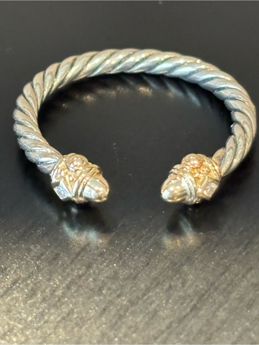 David Yurman Renaissance Sterling and 14kt Cable Diamond Ring